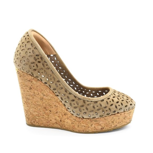 Jimmy Choo Shoes - Jimmy Choo Pacita Latte Suede Cork Wedge 35